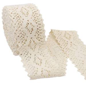 lot 10366 image: Beige Lace Ribbon 8 Yards Crochet Lace Trim Extra Wide Cotton Sewing for Crafts, Gift Package Wrapping, Bridal Wedding Decoration, Scrapbooking Supplies