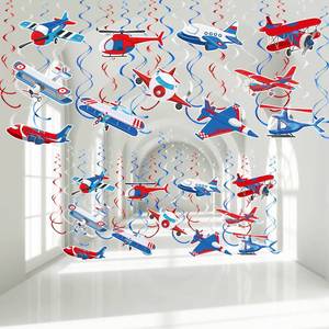 lot 10367 image: 30 Pcs Airplane Hanging Swirls Foil Ceiling Decorations for Party
