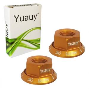 lot 10377 image: Yuauy Black 2 x M10 Bike Wheel Hub Axle Nuts 7075 Aluminum Bicycle Chromed Skewer Bolt Screw Nut Road MTB Replacement