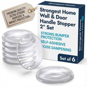 lot 10389 image: STRONGEST HOME Door Stoppers (Medium) 2 - Door Stop for Wall with Strong Back Adhesive - Quiet and Shock Absorbent Silicone Wall Protectors from Door Knobs - Protects Every Surface - (Clear  6 PCS)