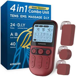 lot 10401 image: 4 in 1 - D.I.Y & Tens Unit & EMS & Massage Muscle Stimulator, Dual Channel TENS Units Therapy Machine for Pain Relief, FDA Cleared Rechargeable Electronic Pulse Massager,with 12pcs Electrode Pads