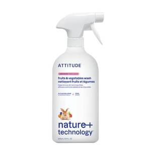 lot 10409 image: ATTITUDE Fruit & Vegetable Wash, Unscented Food-Safe Produce Wash to Remove Dirt, Wax & Residue, Vegan Plant-Based Produce Cleaner, 27.1 Fl Oz