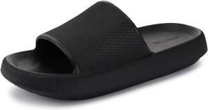 lot 10411 image: WHITIN Womens Slides Cushioned 7.5-8.5 Thick Slippers Home Wear Black