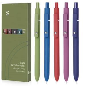 lot 10420 image: FIOVER Gel Pens 5pcs 0.5mm Quick Dry Black Ink Fine Point Pens