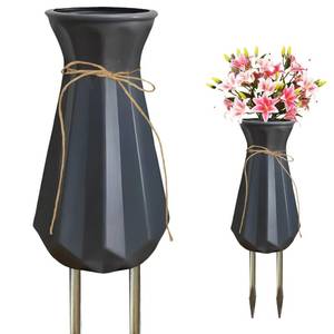 lot 10426 image: Cemetery Vase with Metal Spikes Plastic Grave Vases Grave Flower Holder for Cemetery Headstones Flower Holder for Outdoor Tombstone Markers Loss of Loved Ones Memorial Gifts (Gray)