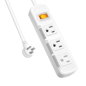 lot 10434 image: Flat Plug Power Strip Surge Protector 3 Outlets, Extension Cord 3 ft 3 Prong, 300J, 10A1250W, Overload Protection Switch, Plug Strip for Home Office, Child Safety Slide Outlet Covers