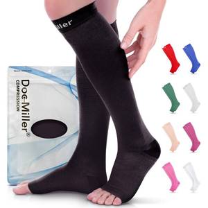 lot 10444 image: Doc Miller Open Toe Compression Socks 15-20 mmHg for Women & Men
