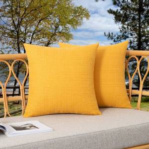 lot 10453 image: Kevin Textile Outdoor Waterproof 16x16 Pillow Covers 2 Pack, Dark Yellow