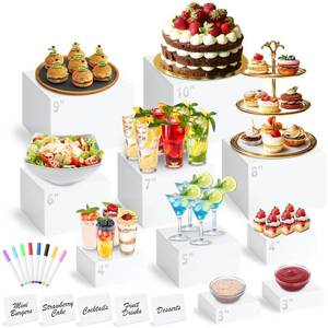lot 11167 image: Qinzave 10-Piece White Acrylic Buffet Risers Set