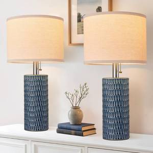 Reaketon Ceramic Table Lamps 20.5" Dark Blue Set of 2