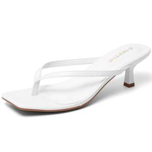 lot 11175 image: SKETOE Womens Kitten Heel Thong Sandals White