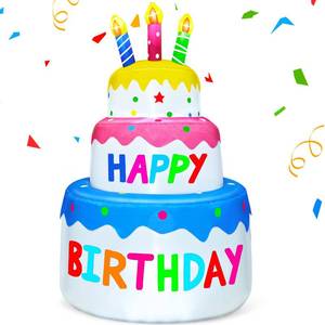 lot 11184 image: TURNMEON 6 Ft Inflatable Happy Birthday Cake with LED Lights