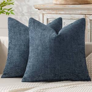 lot 12033 image: MIULEE Decorative Pillow Covers 16x16 Inch Navy Blue 2 Pack