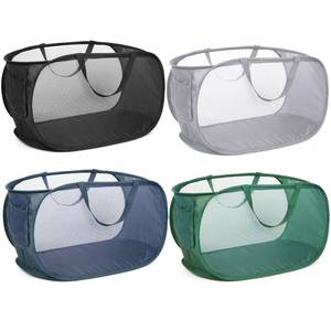lot 12034 image: Bemkoo 4-Pack Collapsible Laundry Baskets with Handles