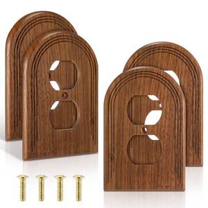 lot 12058 image: DoubleFill Walnut Wood Switch Cover Plates 4-Piece Set