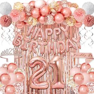 lot 12073 image: Rose Gold 21st Birthday Party Decorations Set