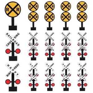 lot 12085 image: OBUSATT 24-Piece Railroad Crossing Sign Table Centerpieces