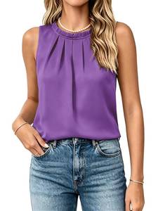 lot 12088 image: Chicyoo Womens Pleated Satin Tank Top S