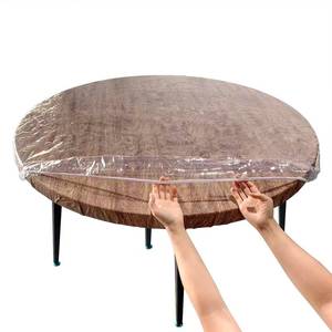 lot 12123 image: Liberecoo Clear Round Fitted Vinyl Tablecloth 27-32