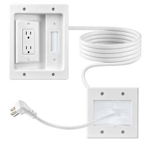 lot 13645 image: in Wall Cable Management Kit, TV Cable Hider Wall Kit, Hide Messy Wires, Recessed Outlet Box with 9.8FT Cord for Wall Mount TV, Home Theater, Cords Organizer, Living Room, Family Room, Office
