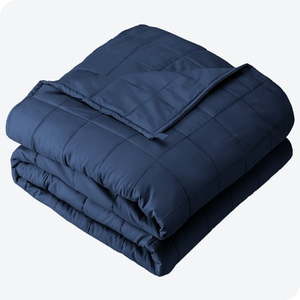 lot 13647 image: Bare Home 15 lbs Weighted Blanket for Adults and Kids - 48  x 72  - 210tc Twill Cotton  Dark Blue