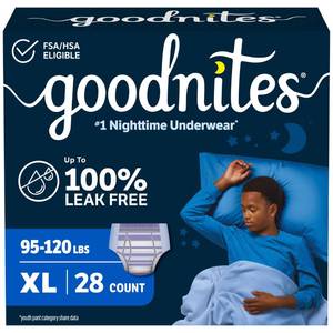 lot 13662 image: GoodNites Boys Nighttime Underwear, Size Extra Large, 28 Ct, 2 Packs of 14