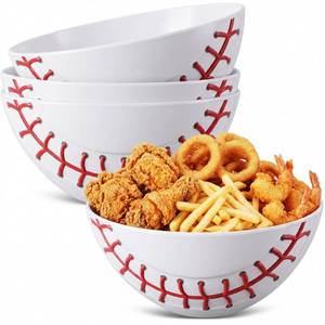 lot 13664 image: Qinyoung 4 Pack Baseball Serving Bowls, 3D Melamine Baseball Snack Bowl for Game Day Party, 8 Inch Shatterproof & Dishwasher Safe Serving Dish for Chips, Dips & Salad, Sport Birthday Party Decoration
