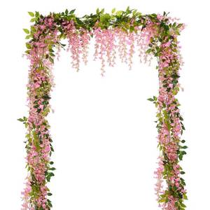 lot 13679 image: Lvydec Wisteria Artificial Flowers Garland, 4 Pcs Total 28.8ft Artificial Wisteria Vine Silk Hanging Flower for Home Garden Outdoor Ceremony Wedding Arch Floral Decor (Pink)