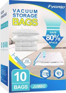 lot 13686 image: Fygrip 80% Space Saver Vacuum Storage Bags with Hand Pump, 10 Jumbo