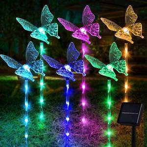 lot 13687 image: Solar Butterfly Lights, Solar Garden Decorations Outdoor Pathway Lights