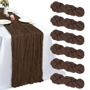 lot 13692 image: RestfulGlow 12 Pack Brown Cheesecloth Table Runner 35 x 120 Inch