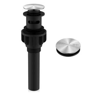 lot 14212 image: KENES Brushed Nickel Bathroom Sink Drain Pop Up Sink Drain with Overflow