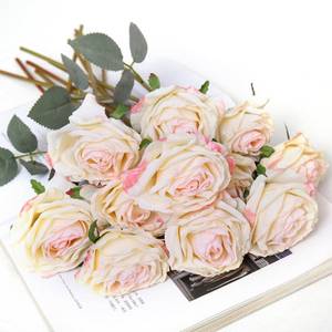 lot 14236 image: Kimuras Cabin 12pcs Lifelike Roses Artificial Flowers Fake Rose,Pink White