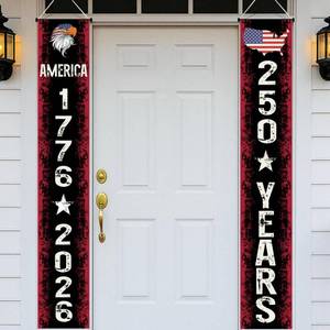 lot 14257 image: America 250 Decorations Door Banner - 2 Pcs Vintage 250th Anniversary Decorations Patriotic America 1776-2026 I Love USA 250 Years Door Hanging Banner for 4th of July Independence Day