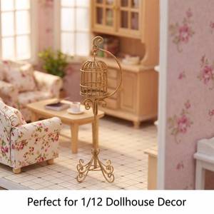 lot 14259 image: Miniature Dollhouse Accessories 1 12 Birdcage Openable Cage Door, Golden