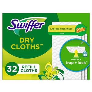 lot 14280 image: Swiffer Sweeper Dry Sweeping Cloth Refills, Gain Original, 32 Count