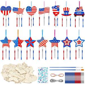 lot 14296 image: DECYOOL 14Pcs USA Independence Day Patriotic Wind Chimes Craft Star Kit