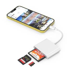 lot 14297 image: SZHAIYIJIN CF SD Card Reader for iPhone iPad, 3 in 1 Compact Flash Memory Card Reader Adapter, 3-Slot MicroSD CF SD Trail Game Digital Camera Viewer for iPhone 1414 Pro1313 Pro No App Required