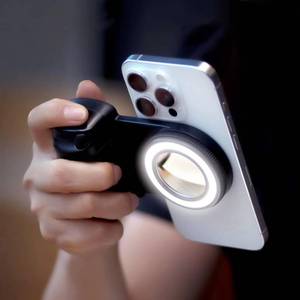 lot 14302 image: Magnetic Phone Camera Grip with Fill Light & Remote for iPhone and Android, Compatible with MagSafe Detachable Remote Shutter Adjustable Brightness No App Required for Photography, Video & Vlogging