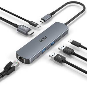 lot 14306 image: acer 6 in 1 USBC Hub with Ethernet, 4K60Hz USBC to HDMI Multiport Adapter