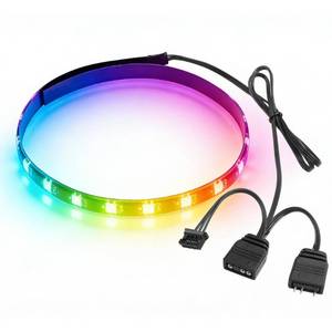 lot 14326 image: ELFJMZP 40cm Magnetic ARGB LED Strip for PC Case, Silicone Encased 24 LEDs, 5V 3-Pin Addressable RGB Light Sync with Motherboard