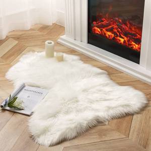 lot 19918 image: Ashler Faux Fur Rug, White, 2.3 x 3.3 Ft, Machine Washable