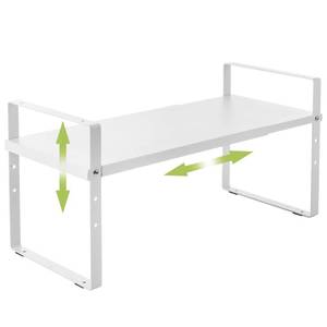 lot 19936 image: Across-Star Expandable Cabinet Shelf Organizer Rack, Stackable Kitchen Counter Storage Shelves Stand, Adjustable Height Pantry Shelf Spice Rack (White, 1 Pack)