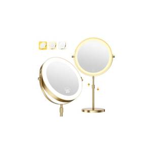 lot 19943 image: Zlroluyn 30X Magnifying Makeup Mirror with Lights, Height Adjustable Double Sided Vanity Mirror, 360° Rotation Cosmetic Mirror for Desk Bathroom - Antique Bronze