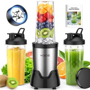 lot 19944 image: KOIOS Personal Blender for Smoothies with 3 x 22oz To-go Cups, BL319B Black
