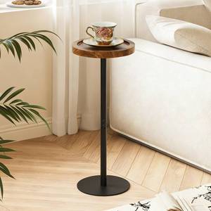lot 19949 image: YYW Drink Table, 7.87 Small Round Side Table, Small Pedestal Side Table, Circle End Table with Metal Base, Martini Tables for Small Spaces, Living Room, Bedroom (Rustic Brown)