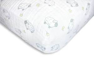 lot 20006 image: SwaddleDesigns Softest Cotton Muslin Fitted Crib SheetToddler Sheet for Baby Boy & Girl, Sterling Little Lambs