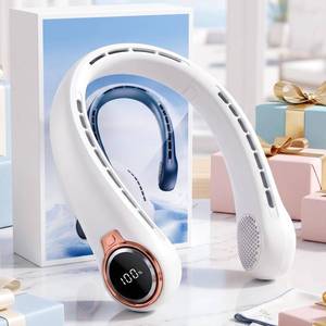 lot 20013 image: BNBZ Portable Neck Fan, 6000mAh Rechargeable Fan Blows Cold Air with LED Display, 4 Speeds, 20H Runtime, Quiet Wearable 360° Personal Cooling Fan for Outdoor Travel Work Gym,Fireplace Fans-White