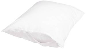 lot 20015 image: Amazon Basics Standard Breathable 100% Cotton Hypoallergenic Pillow Protector with Zipper, Machine Washable, White, 27 x 21 Inches, Pillows Not Included