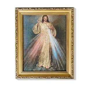lot 20027 image: QINAVORIX Divine Mercy Jesus Woven Fabric Framed Painting Poster, 11 L x 9 W